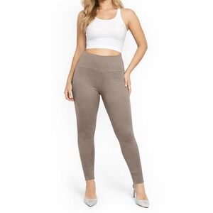 Madewell MWL Seamless Ribbed Leggings Mushroom Brown High Rise S-M